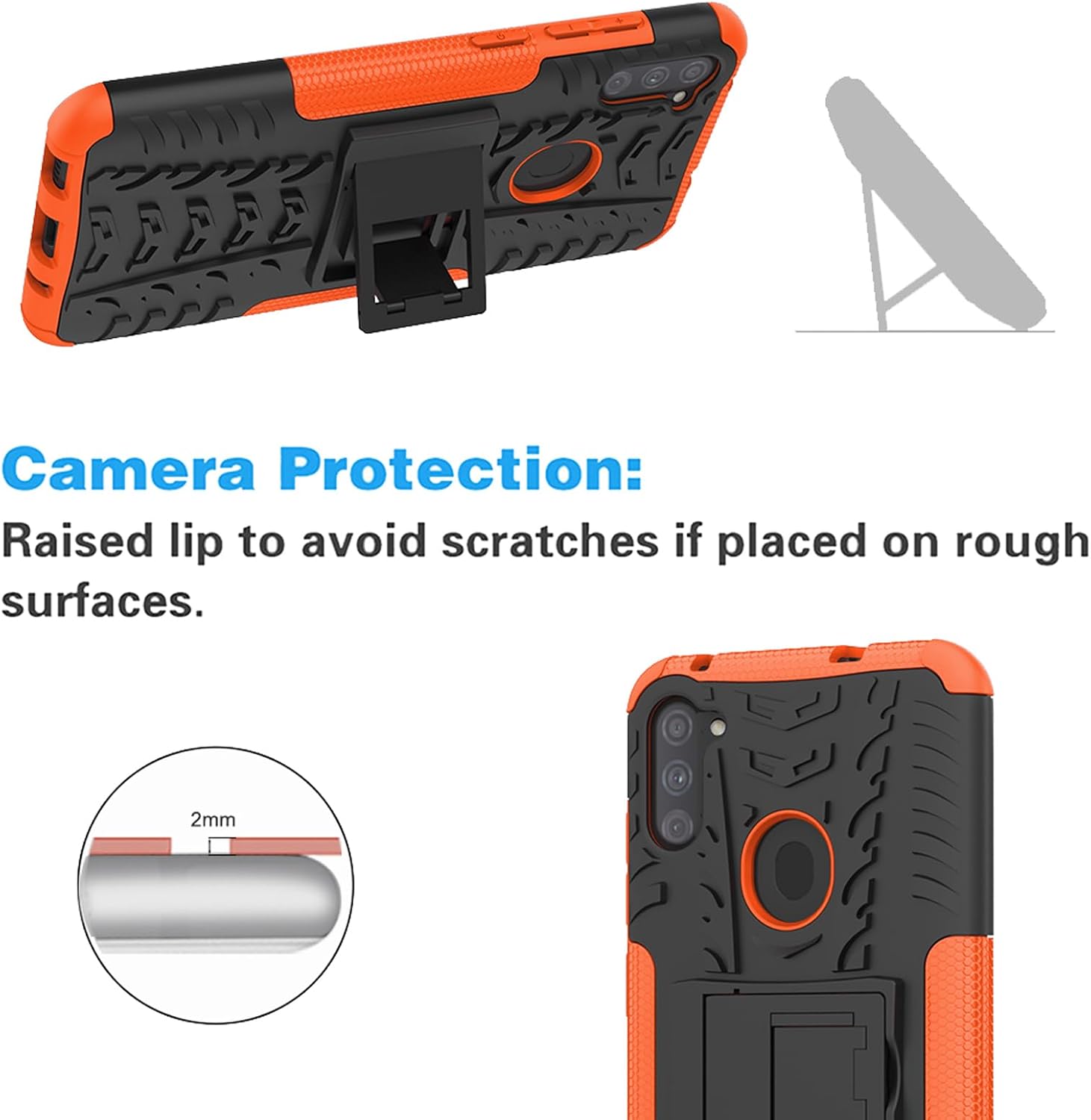 Asuwish Funda de teléfono para Samsung Galaxy A11M11 con protector de pantalla de vidrio templado y soporte delgado, funda protectora híbrida