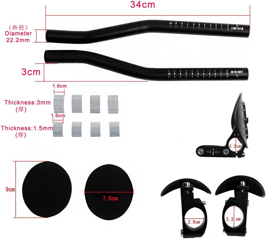 UPANBIKE Bicicletas resto Agarraderas tiempo contrarreloj bicicleta manillar Ciclismo TT Bar Triatlón Aero Bar para bicicleta de carretera o