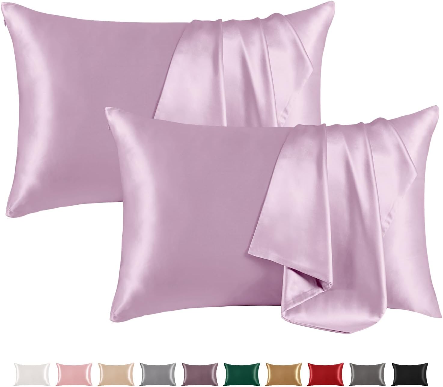 THXSILK Juego de 2 fundas de almohada 100% seda de morera para la salud del cabello y la piel, fundas de almohada suaves, transpirables y lisas con