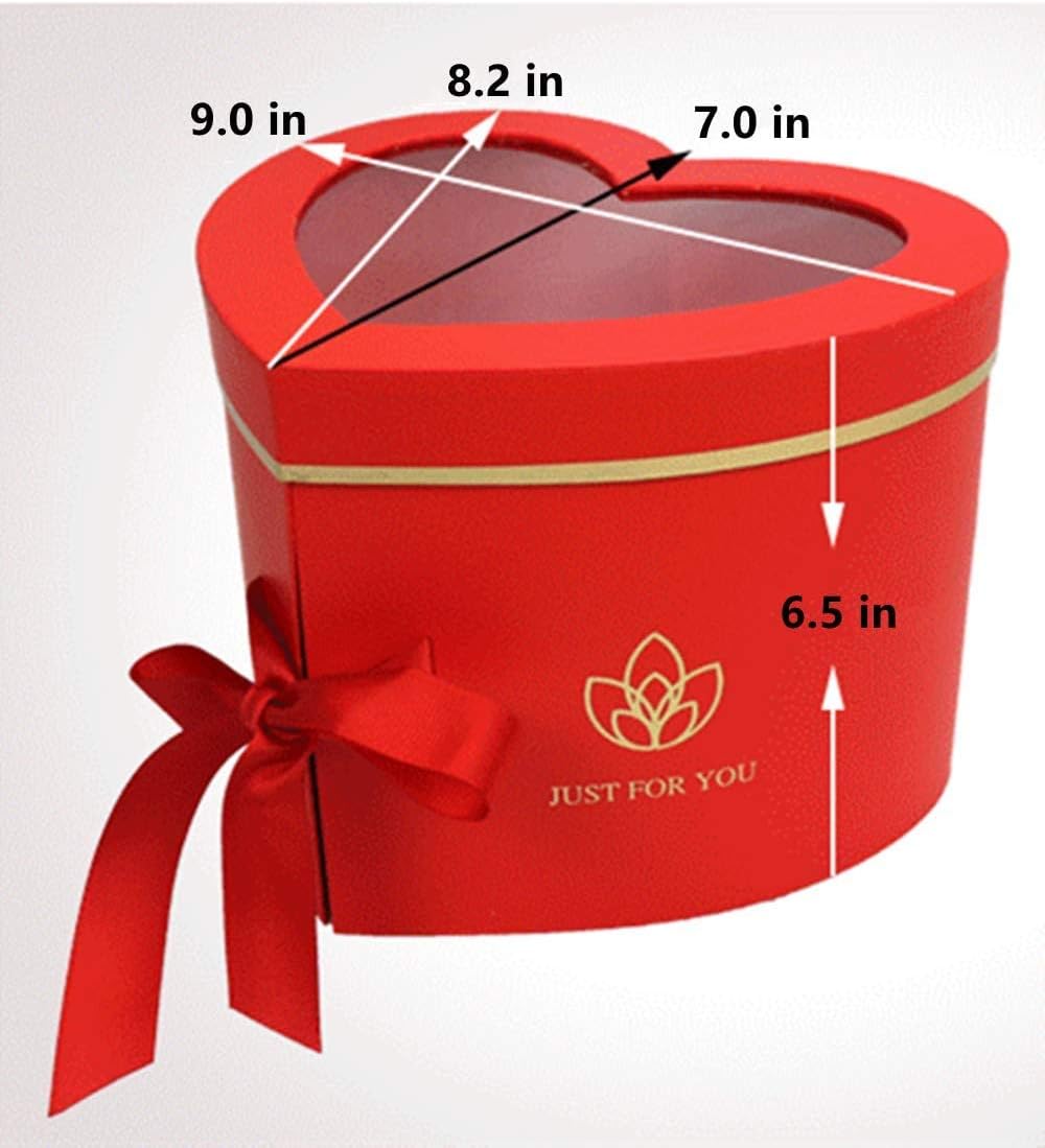 BBJWRAPS – Caja para flores en forma de corazón con tapa para arreglos de lujo, florerías, entregas de regalos, material de cartón piedra de
