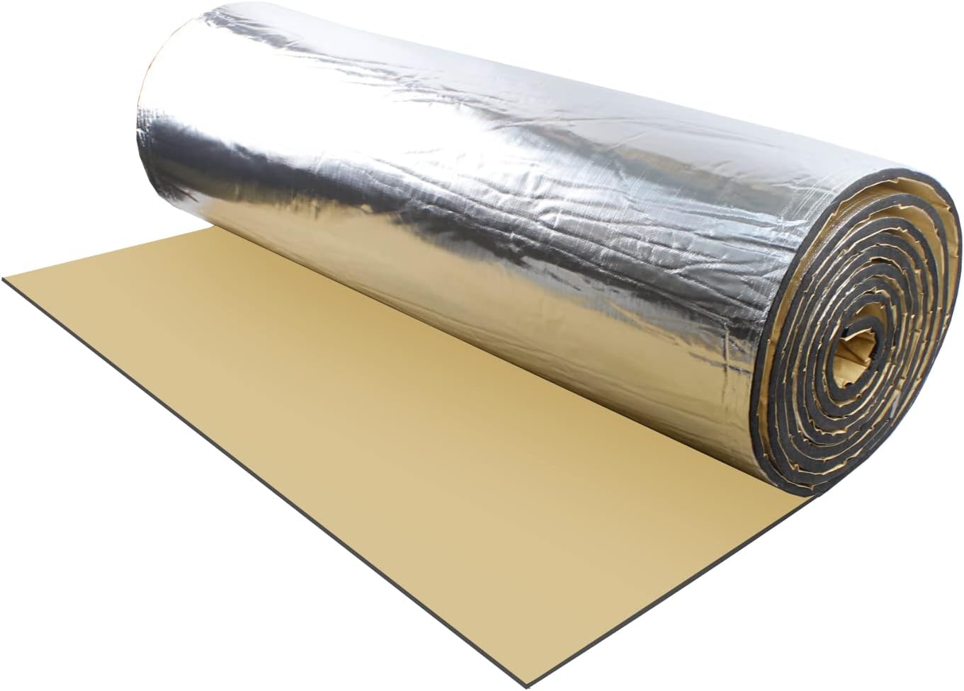 Amortiguación de sonido y almohadilla térmica de 390 mil 3 pies x 3.2 pies – Aislamiento térmico con respaldo de aluminio de 100 UM, 77.2 lbsm,