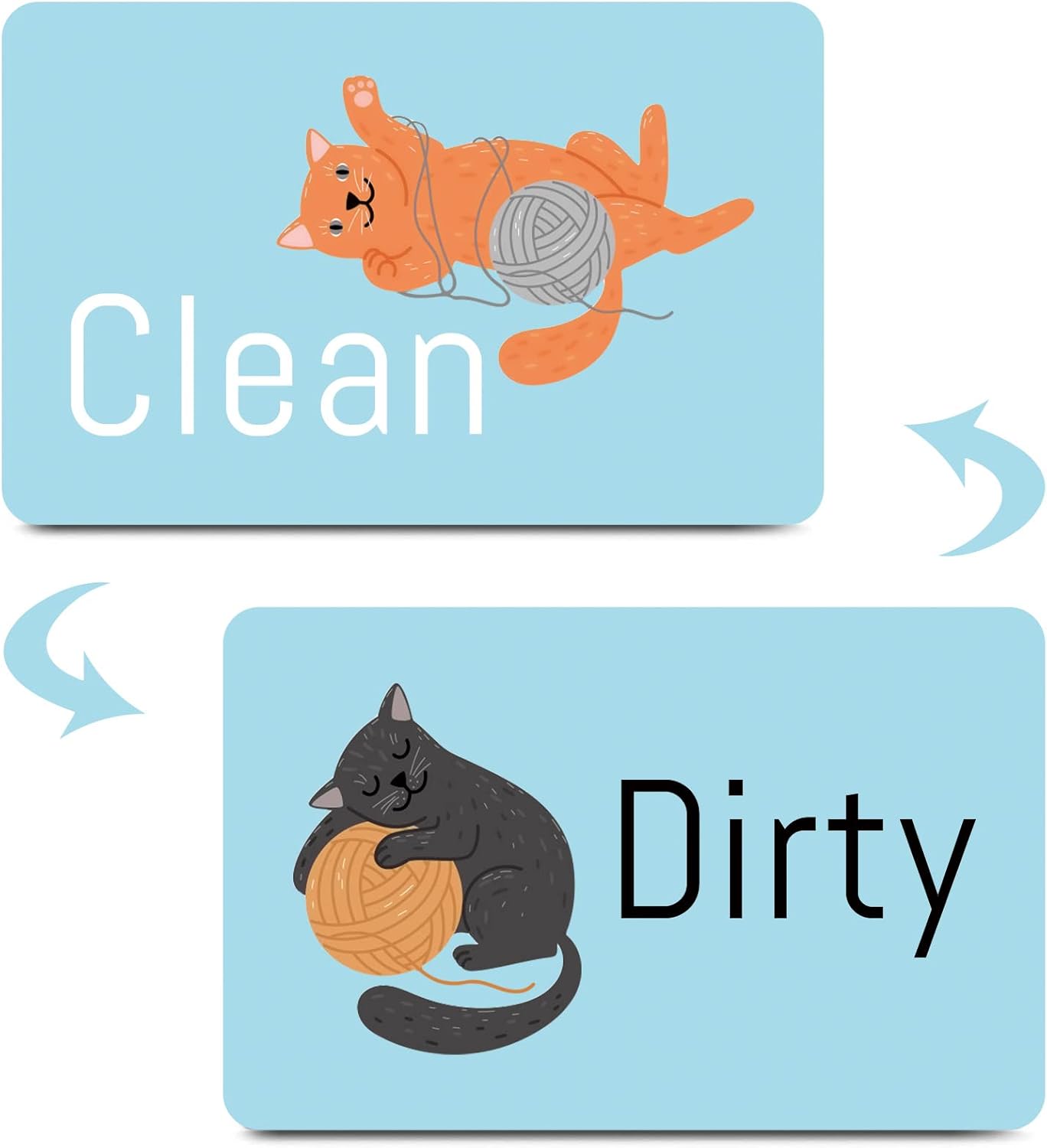 HSSPIRITZ Divertido imán de dibujos animados de gato limpio y sucio para lavavajillas, indicador universal de cocina, nevera, lavavajillas,