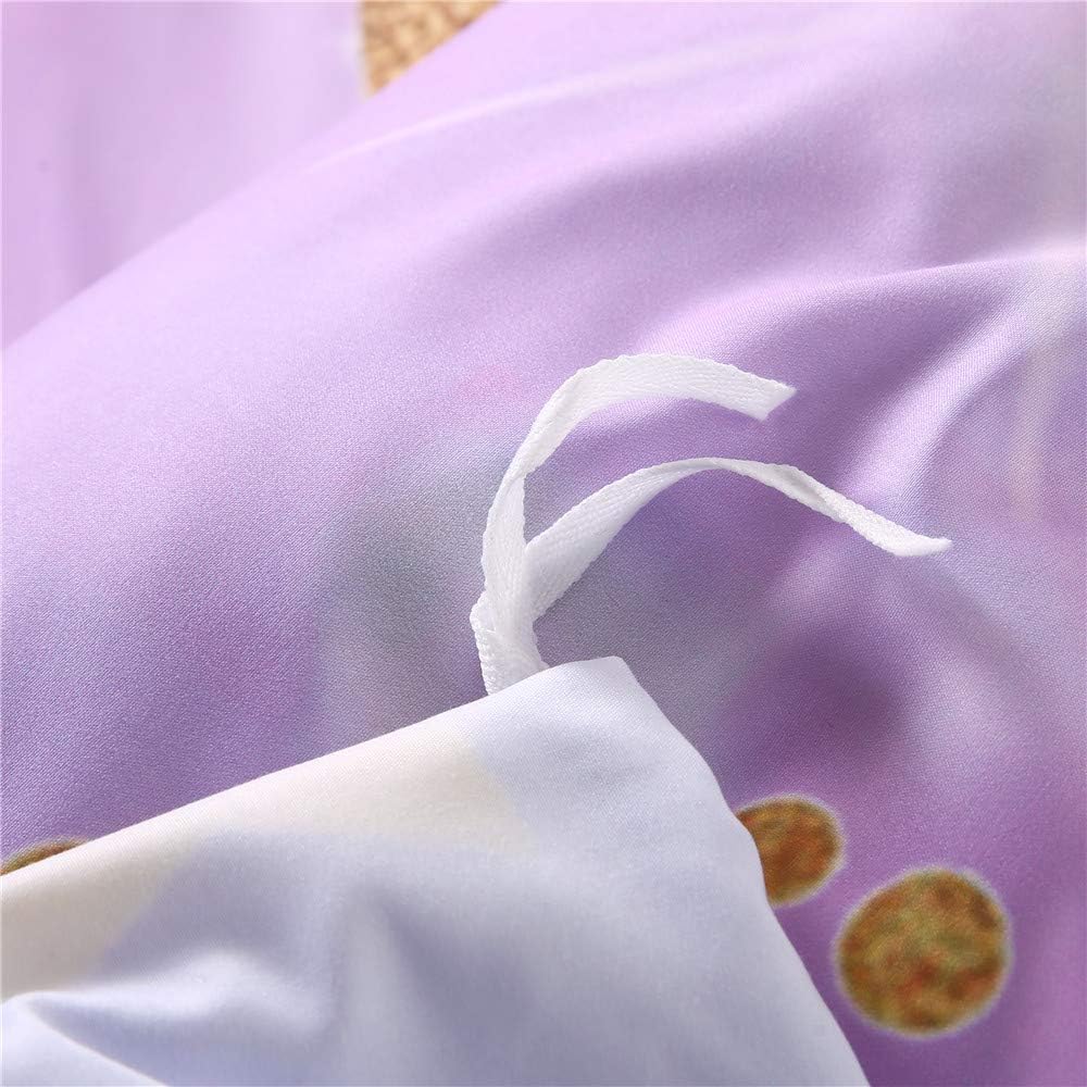 ADASMILE A & S Juego de ropa de cama de unicornio tamaño individual para niñas, juego de ropa de cama para niñas con estampado floral de corazón