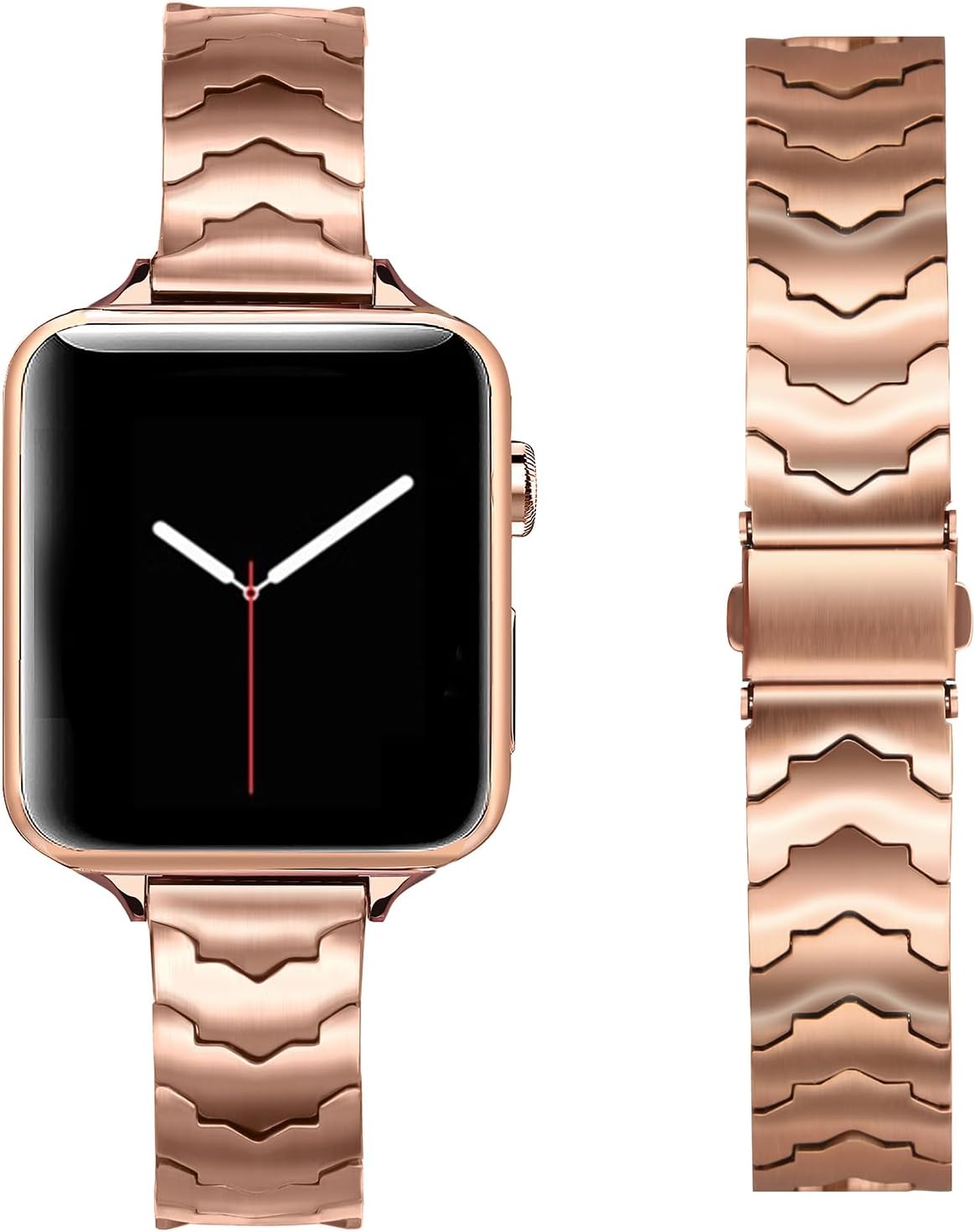 Secbolt Correa de acero inoxidable compatible con Apple Watch Band de 1.496 pulgadas, 1.575 pulgadas, 1.614 pulgadas, iWatch Series 987654321SE,