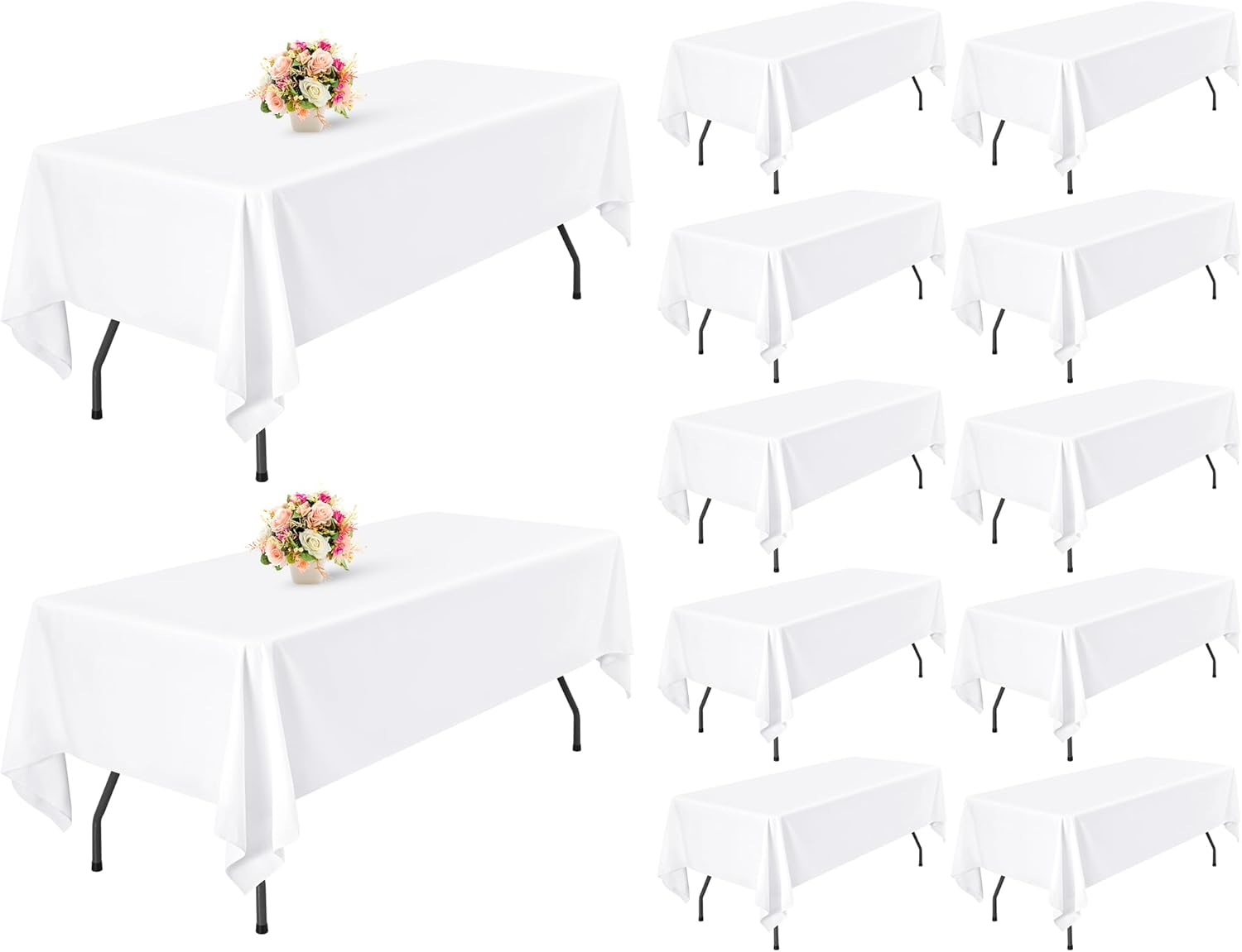 Paquete de 12 manteles rectangulares de 60 x 126 pulgadas para mesas de 8 pies, resistentes a las arrugas, lavables, de poliéster, para bodas,