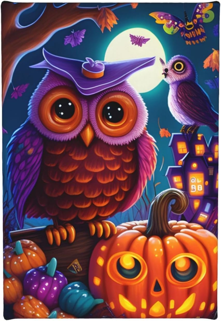 zuanart Lienzo de Halloween para pared, pintura de pared para sala de estar, dormitorio, decoración del hogar, fiesta de Halloween, búho,