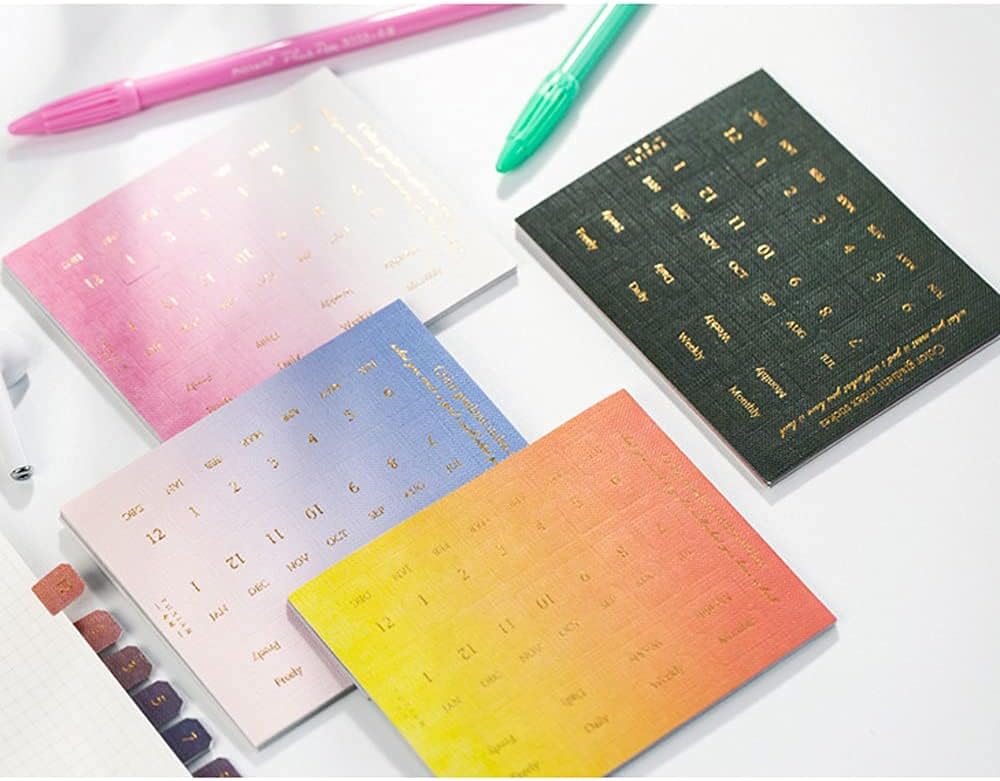 10 hojas autoadhesivas de color degradado, pestañas de índice de calendario mensual para planificadores, diarios, cuadernos, agendas y