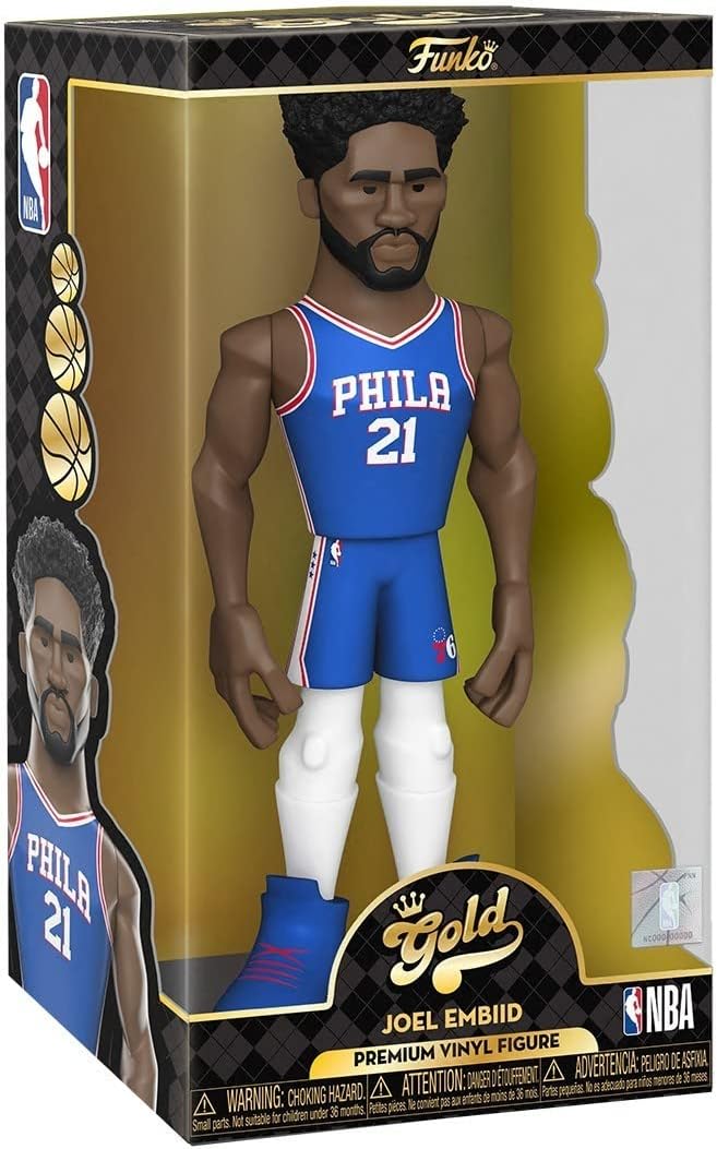 Funko Vinilo dorado NBA – Joel Embiid, Philadelphia 76ers, figura de vinilo premium de 12 pulgadas con Chase (los estilos pueden variar)