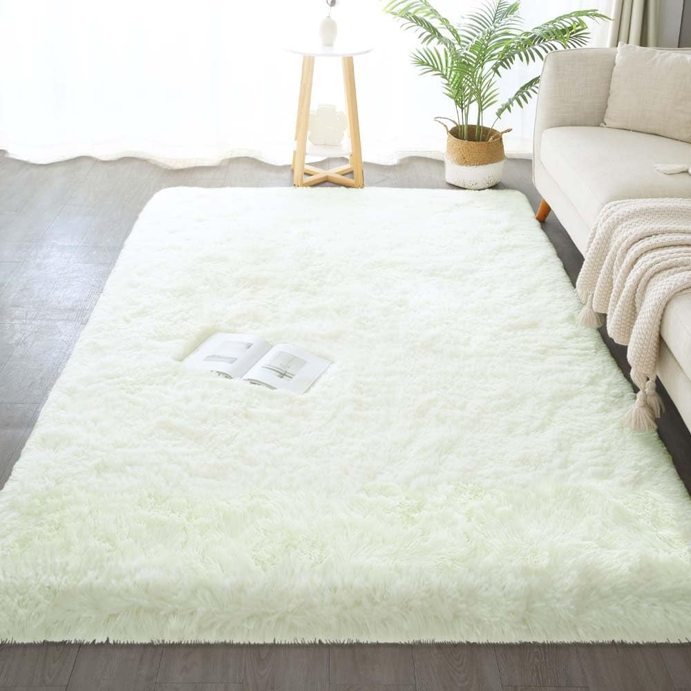 Alfombras de área de 5 x 8 pies para sala de estar, lavables a máquina, suaves, esponjosas, antideslizantes, para sala de estar, niños, bebés,