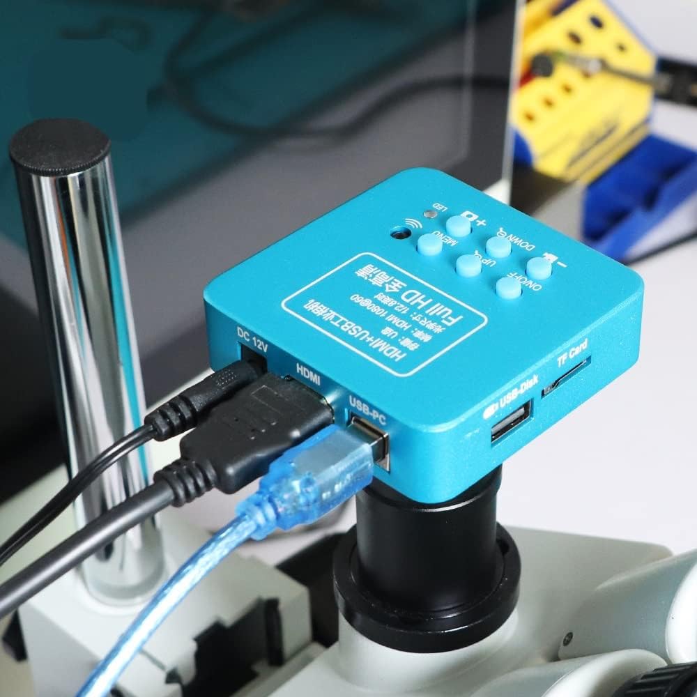 Cámara de microscopio HDMI HD 2MP 30FPS HDMI USB Industrial Digital Teléfono Cámara Microscopio para Microscopio Binocular Trinocular (Color