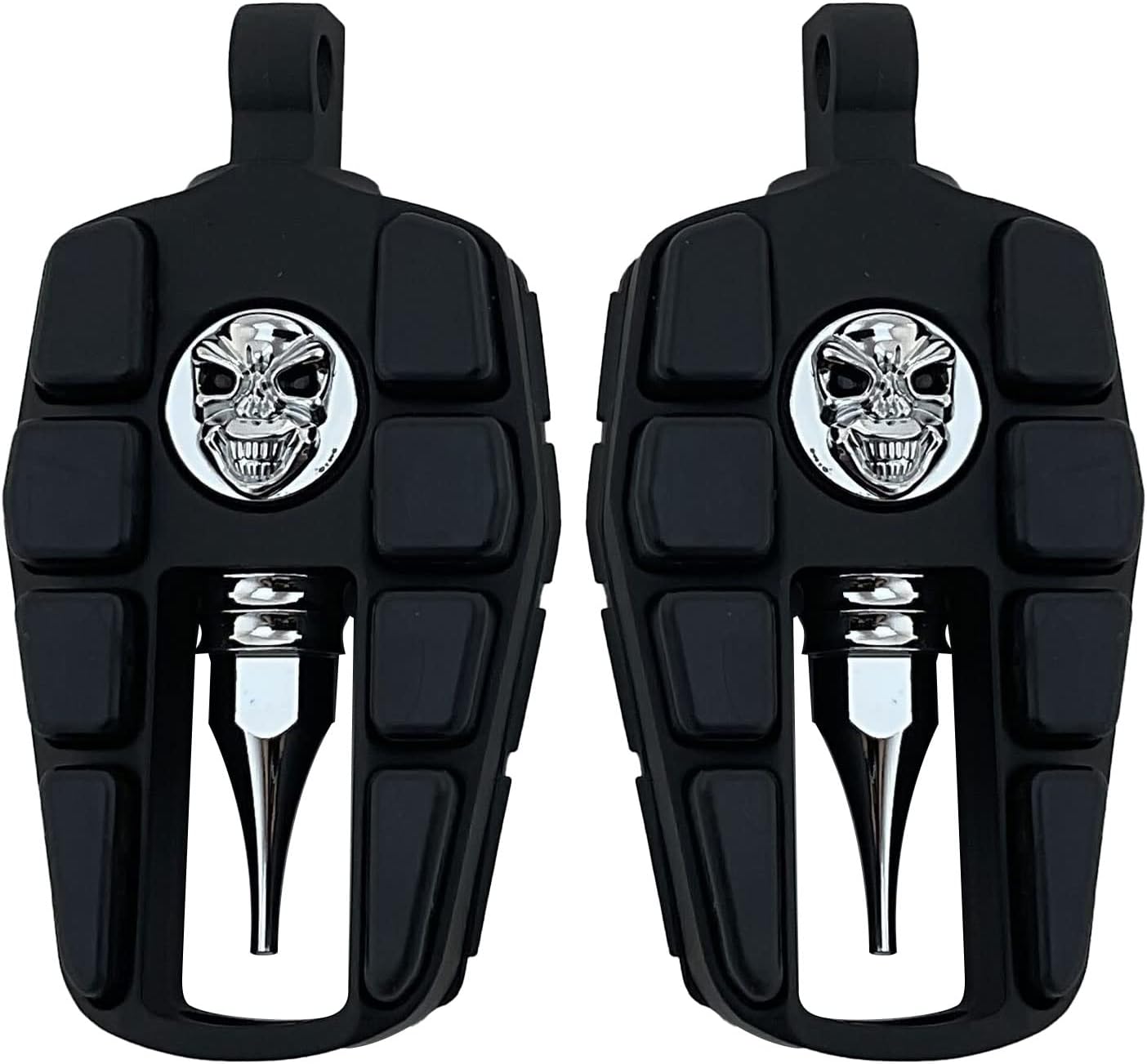 FATECIM Estriberas de calavera para motocicleta, reposapiés para motocicleta, mini tablas de suelo con adaptadores de montaje macho y goma