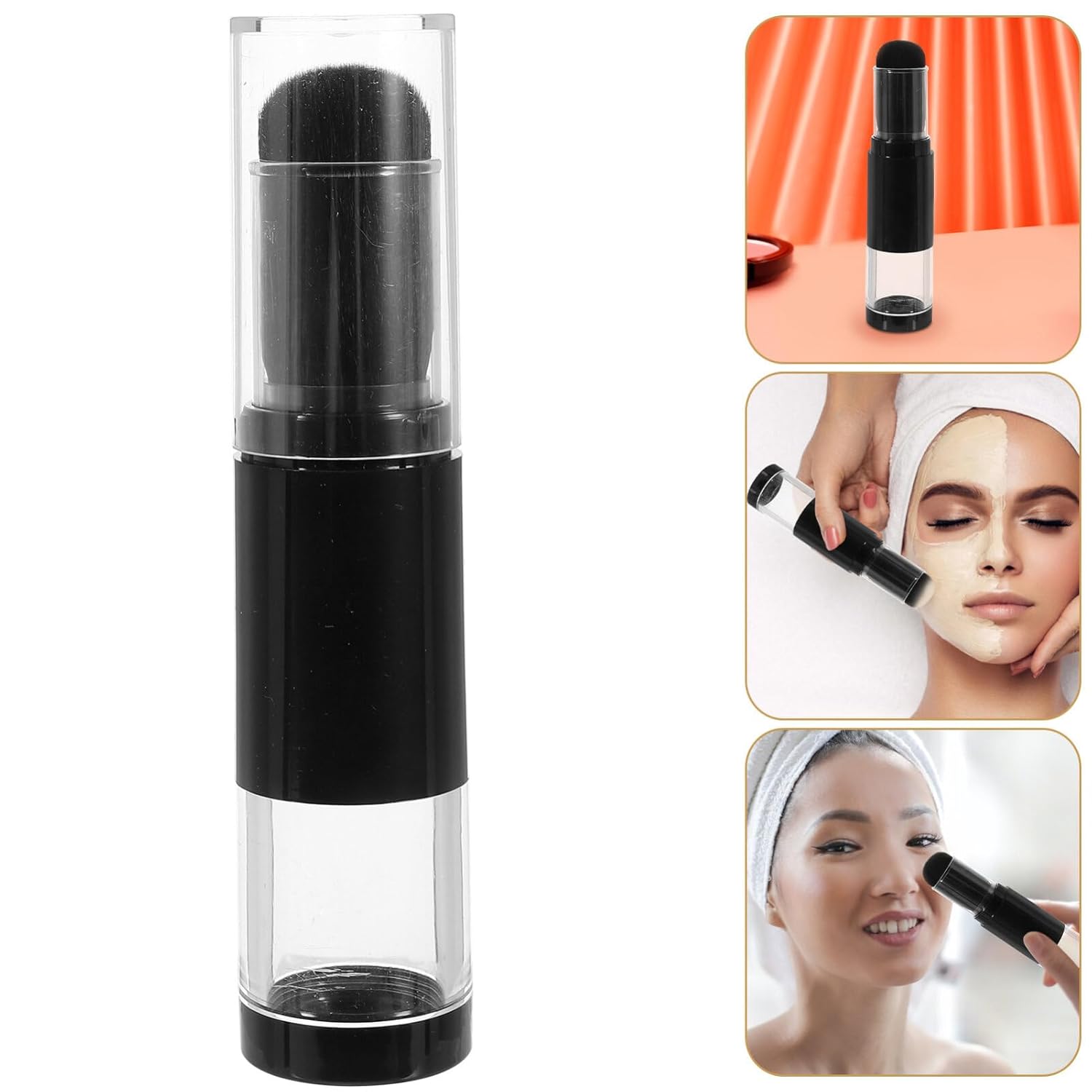 FOMIYES Cepillo para polvo con botella recargable, cepillo de base de viaje, cepillo para rubor facial, cepillo de maquillaje para líquido, crema,