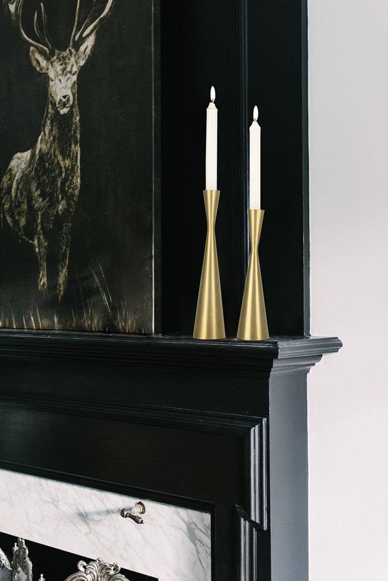 Vixdonos Portavelas de metal dorado de latón, juego de 2 portavelas decorativos de mesa para bodas, cenas, fiestas, decoración del hogar (dorado)