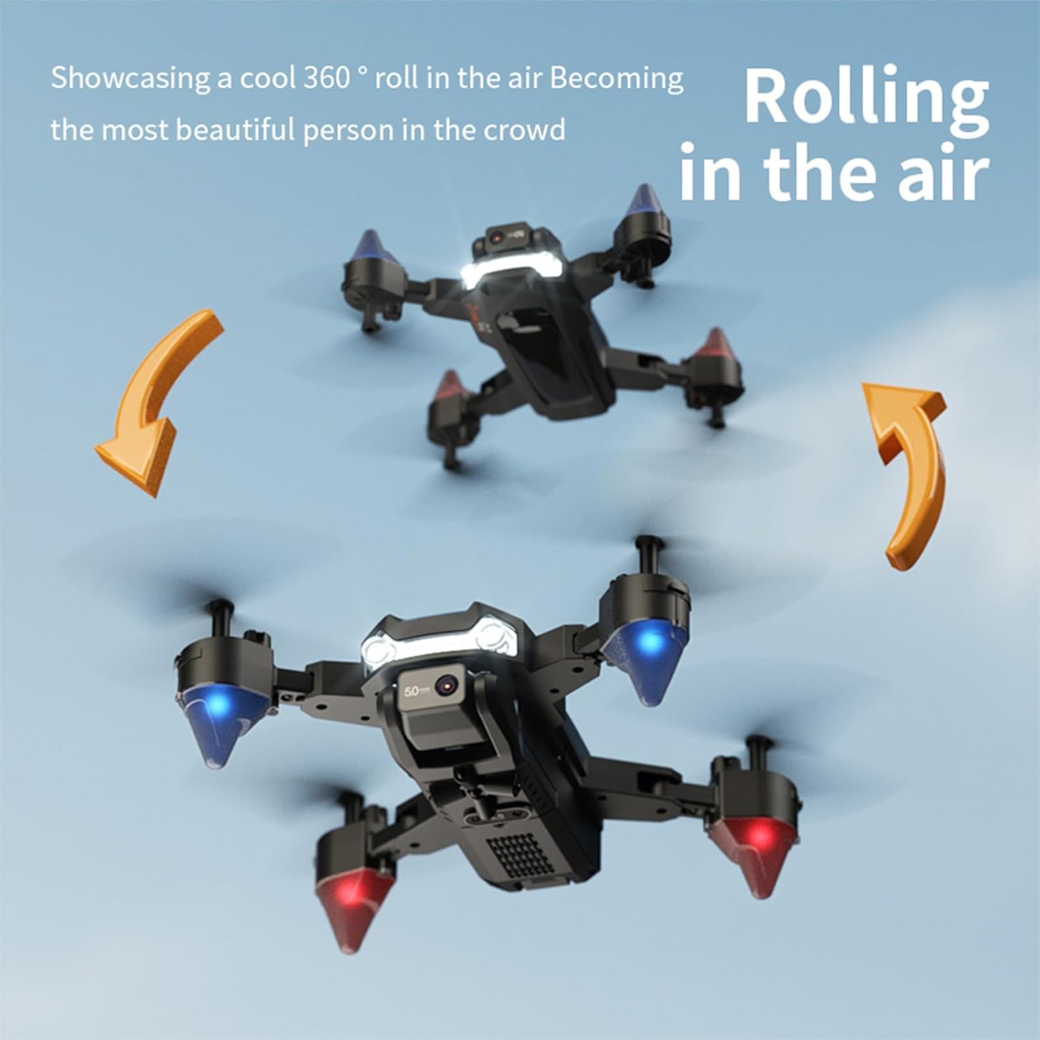 Gbsell Dron con cámara doble Fpv HD de 1080p con motor sin escobillas, mosca circular, modo de retención de altitud sin cabeza, ajuste de velocidad