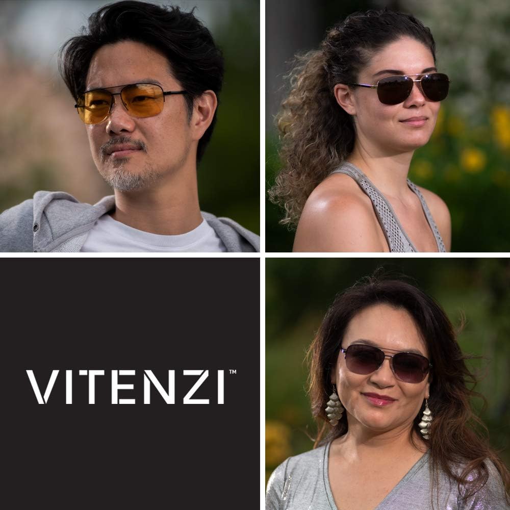 VITENZI Anzio – Gafas de sol con lectores para hombres y mujeres, lentes de lectura de aviador tintados con sol integrados