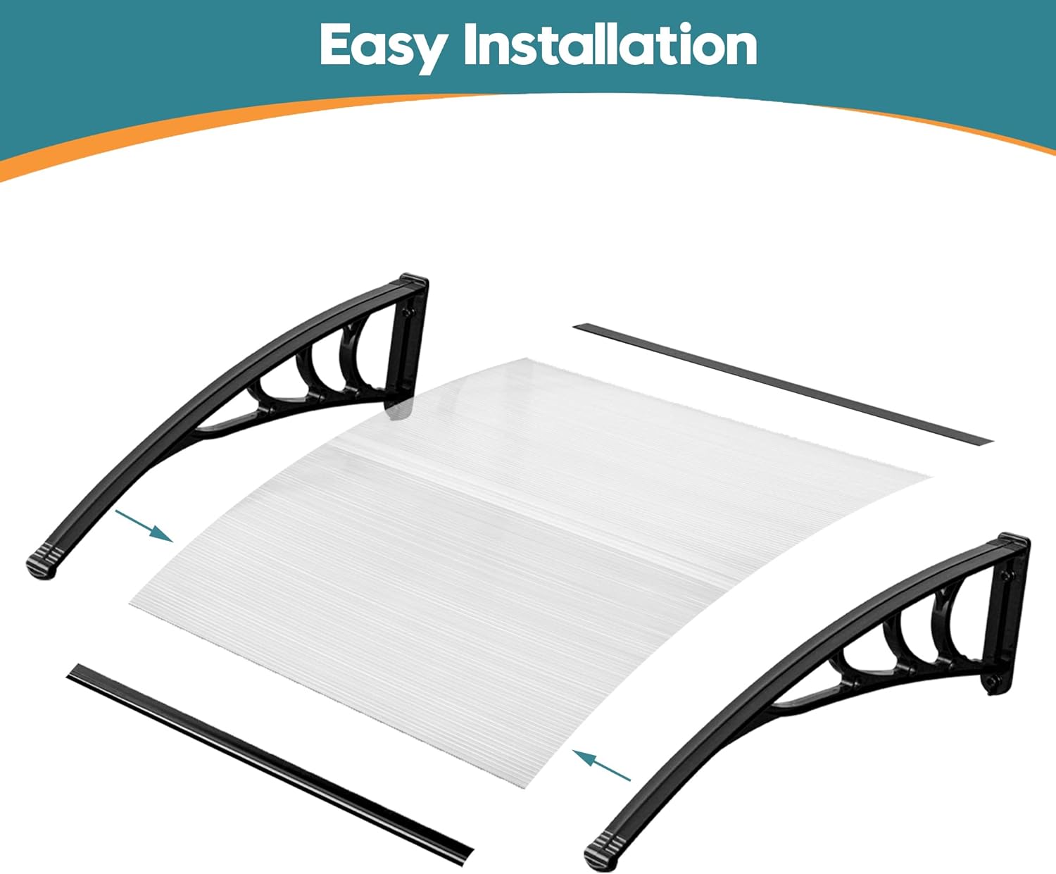 MCombo Toldo para ventana de 39 x 78 pulgadas, para exteriores, de policarbonato, para puerta delantera, patio, jardín, 6055-4080 (40 x 80 pulgadas)