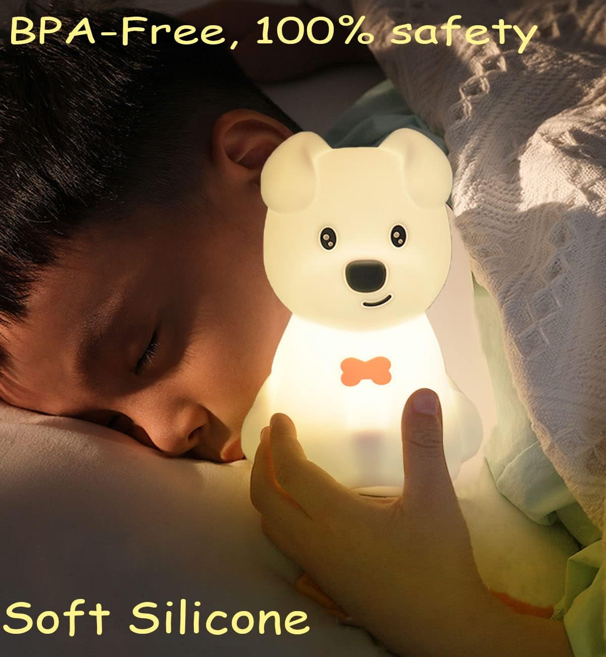 Luz nocturna para niños, lindas lámparas LED recargable, lámpara de noche para dormir, con sensor táctil, para regalo de vacaciones (dinosaurio)