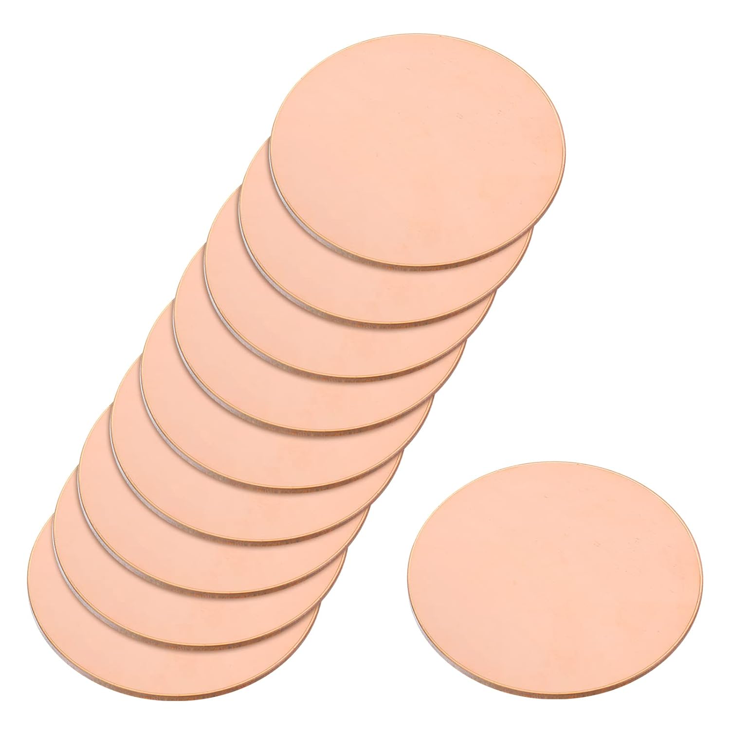 uxcell Hoja de cobre puro, 10 unidades de 1 316 pulgadas x 0.02 pulgadas, calibre 24 T2, placa redonda de metal de cobre para manualidades,
