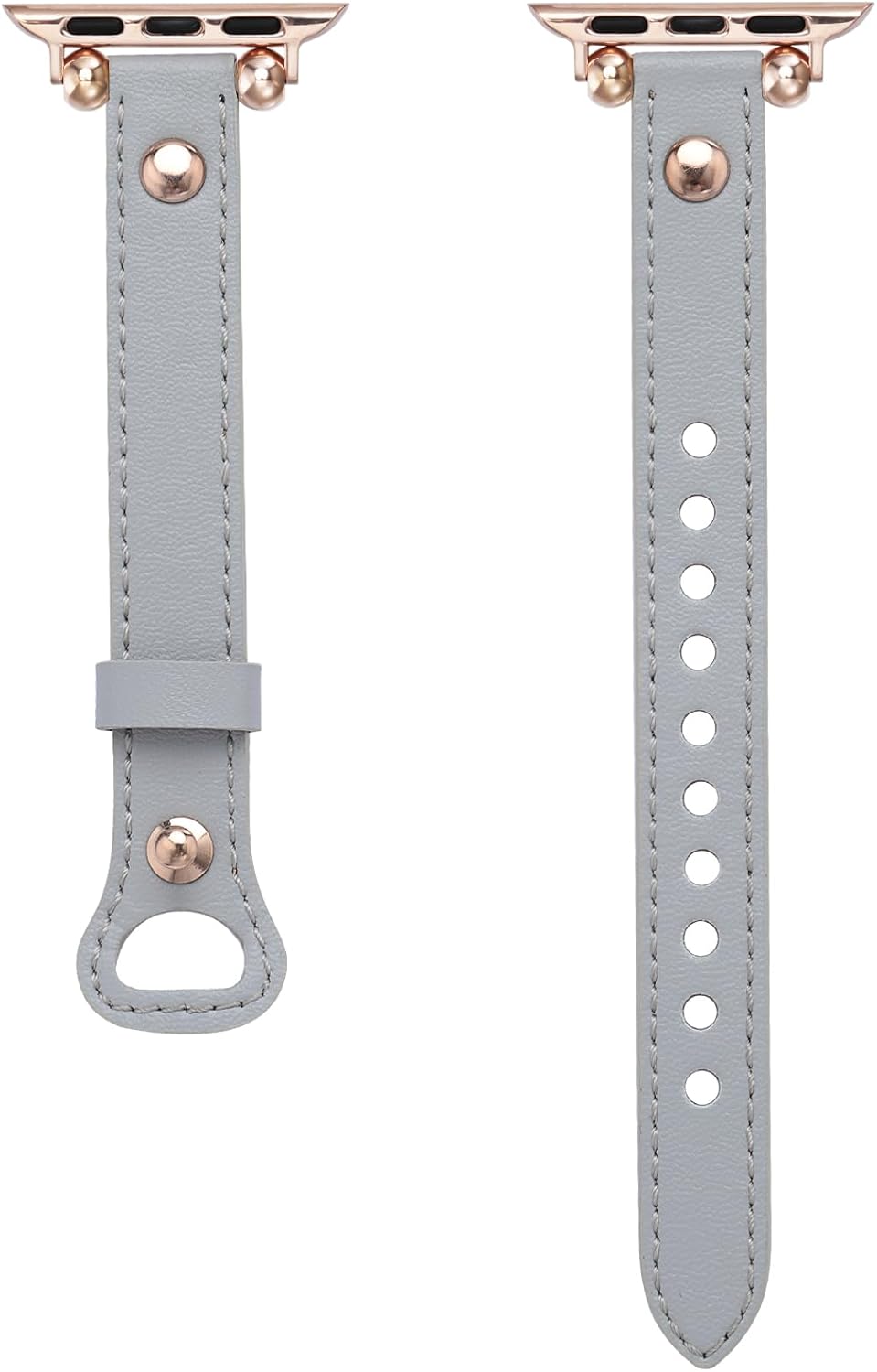 EOMTAM Correas delgadas de cuero doradas para mujer compatibles con Apple Watch Band de 1.614 in, 1.575 in, 1.496 in, 1.929 in, 1.772 in, 1.732 in,