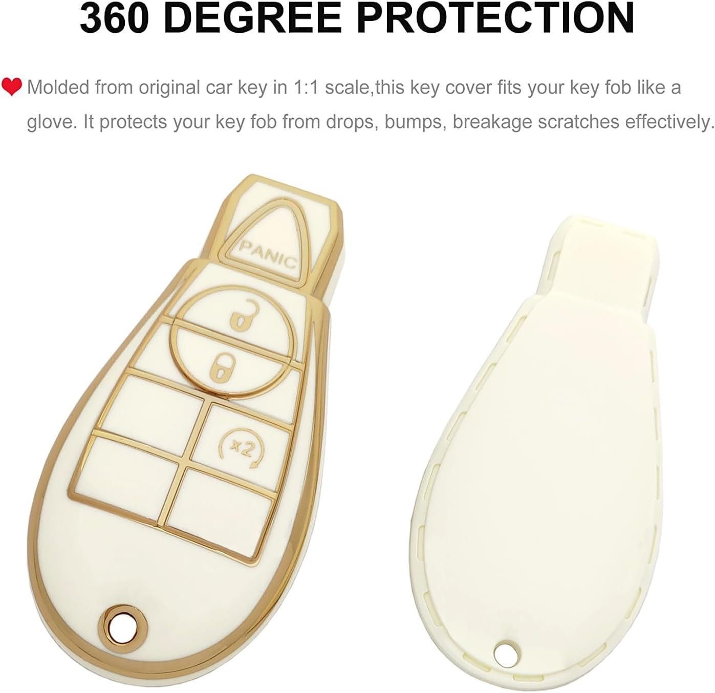 Funda de llavero para Dodge con llavero de TPU suave para llave de automóvil Dodge Ram Truck 1500 2500 3500 GQ4-53T 56046953, Blanco