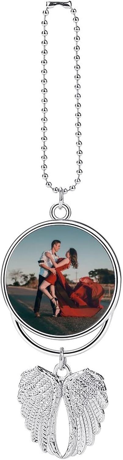 Adorno colgante de coche con foto personalizada, alas de ángel personalizadas, espejo retrovisor para automóvil, accesorios colgantes para