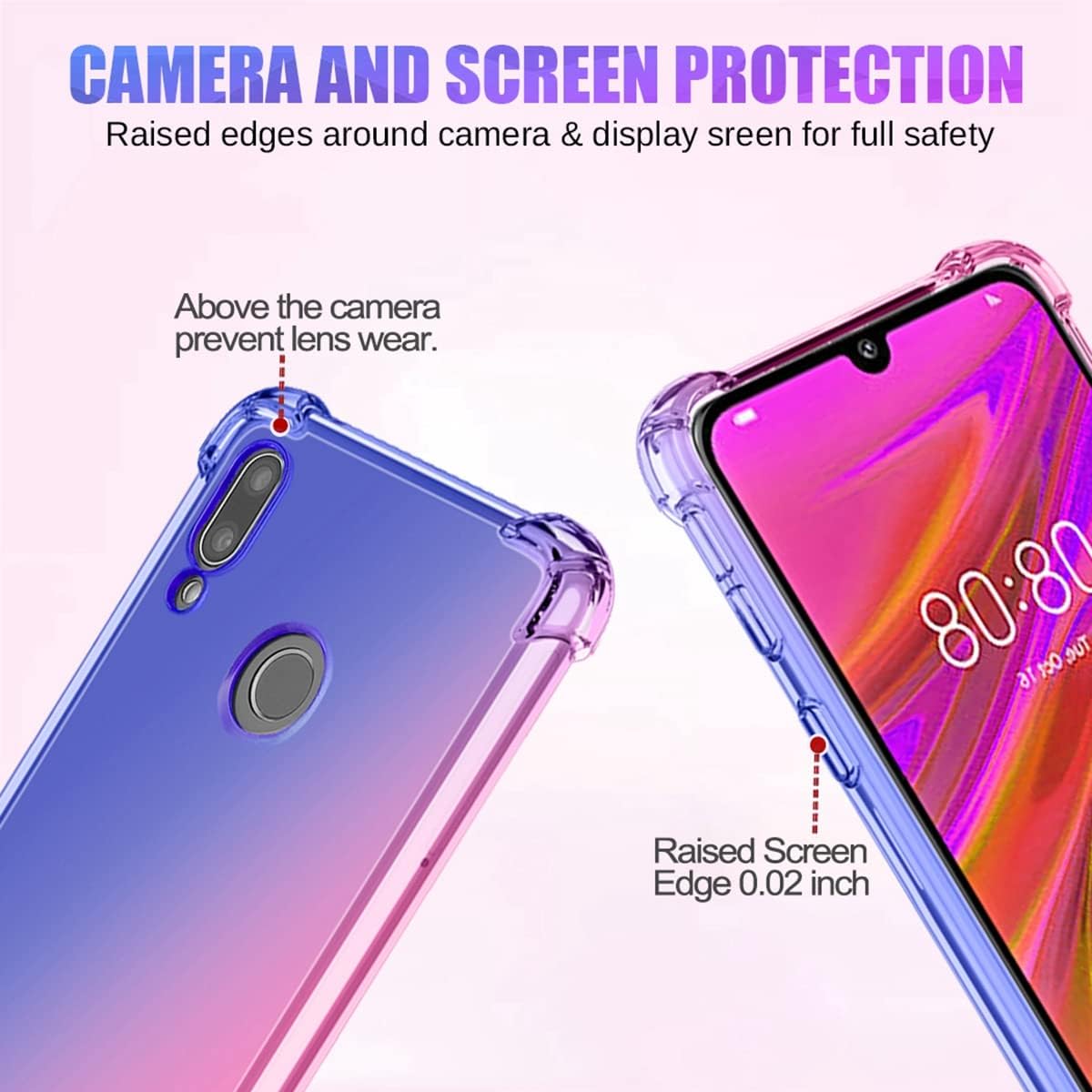 Funda para Y7 2019Y7 Prime 2019, Dub-LX1 Dub-LX3 Linda funda para niñas y mujeres, degradado, delgada, antiarañazos, funda protectora de TPU suave a