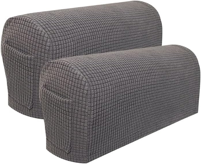Garayma Fundas para reposabrazos de sofá, fundas para reposabrazos con bolsillo, protector elástico para reposabrazos de sofá, fundas extraíbles