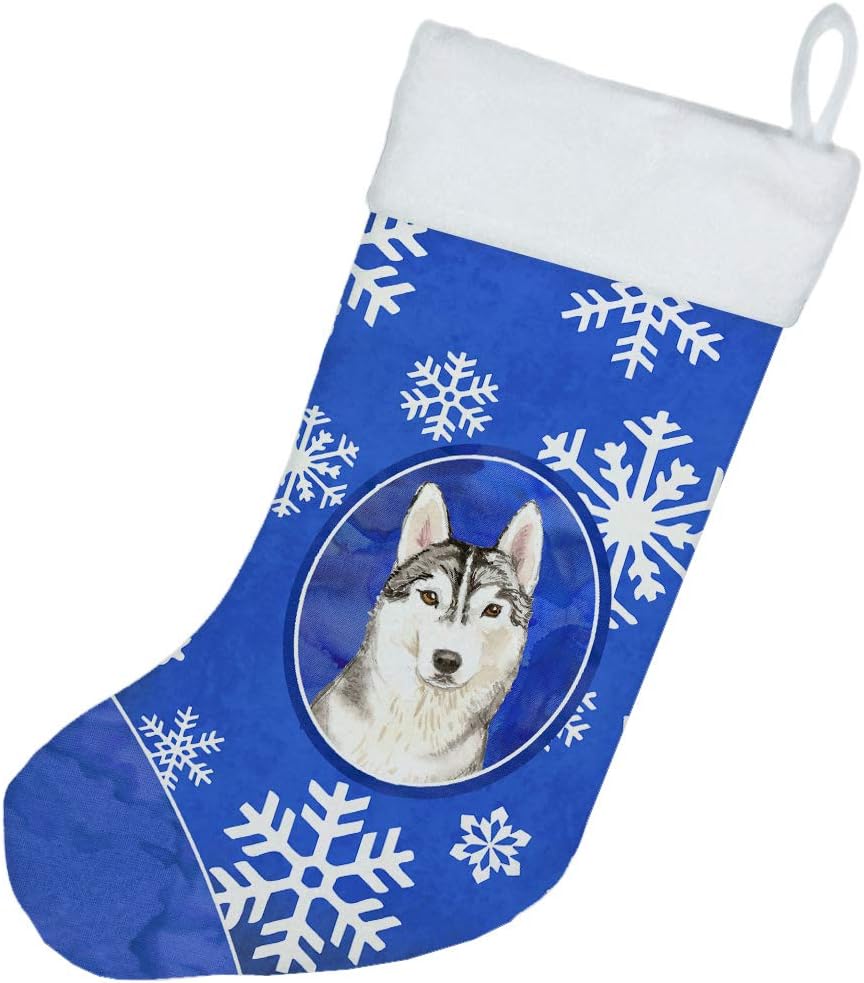 Caroline’s Treasures CK3899CS Siberian Husky Invierno Copos de nieve de Navidad Calcetín de Navidad Chimenea Colgando Medias Navidad Temporada