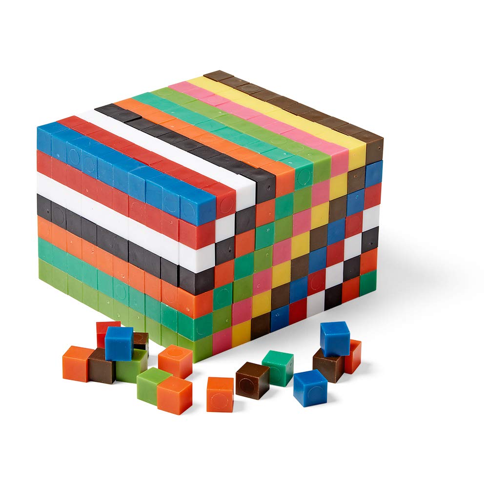 hand2mind Bloques de plástico, cubos de conteo para matemáticas de niños, bloques de 0.4 in para manualidades preescolares, manipuladores de