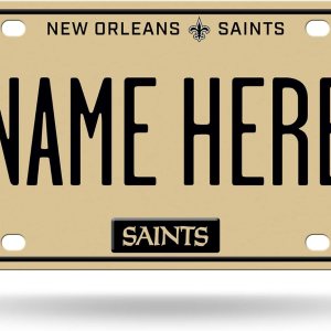 Rico Industries Placa de matrícula personalizada con licencia de los New Orleans Saints, etiqueta personalizada de metal de 6 x 12 pulgadas con Rico Industries Placa de matrícula personalizada con licencia de los New Orleans Saints, etiqueta personalizada de metal de 6 x 12 pulgadas con