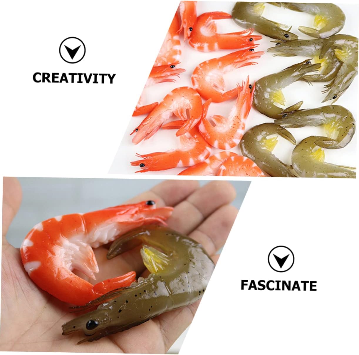 5 piezas de camarón artificial mini juguete Halloween accesorios mini juguetes para niños modelo de camarón falso simulación pescado carne mariscos