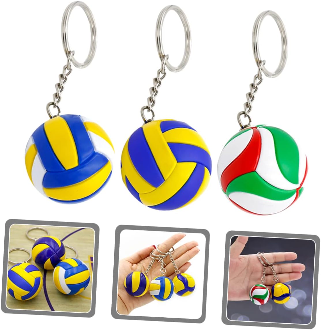 Veemoon 3 llaveros de voleibol para niños, llaveros para mochilas, accesorios de mochila, llaveros de voleibol, adorables llaveros de voleibol,