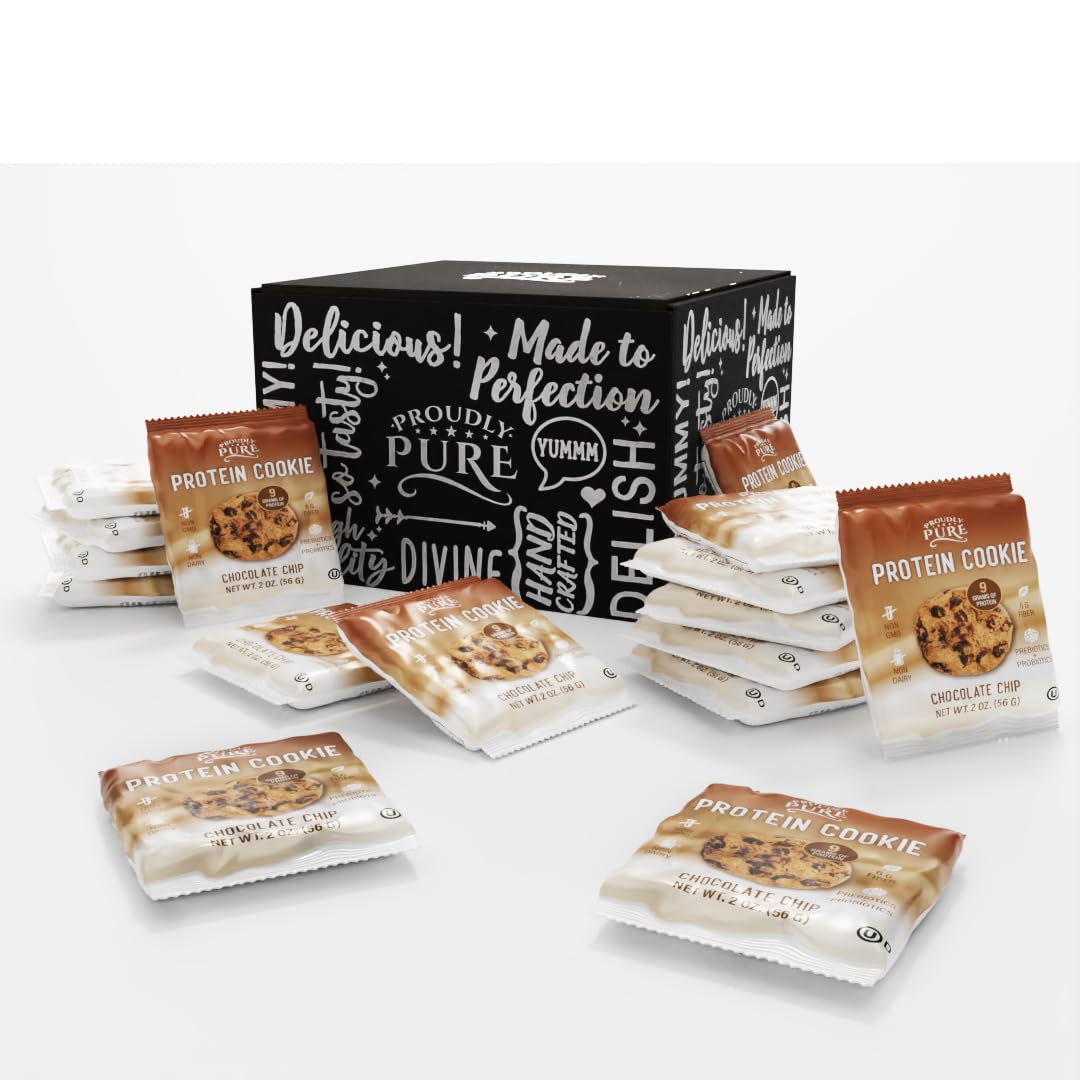Proudly Pure Deliciosas galletas de chocolate con proteínas, 8 gm, proteína vegetal, bajas en carbohidratos, galletas veganas aptas para el fitness,