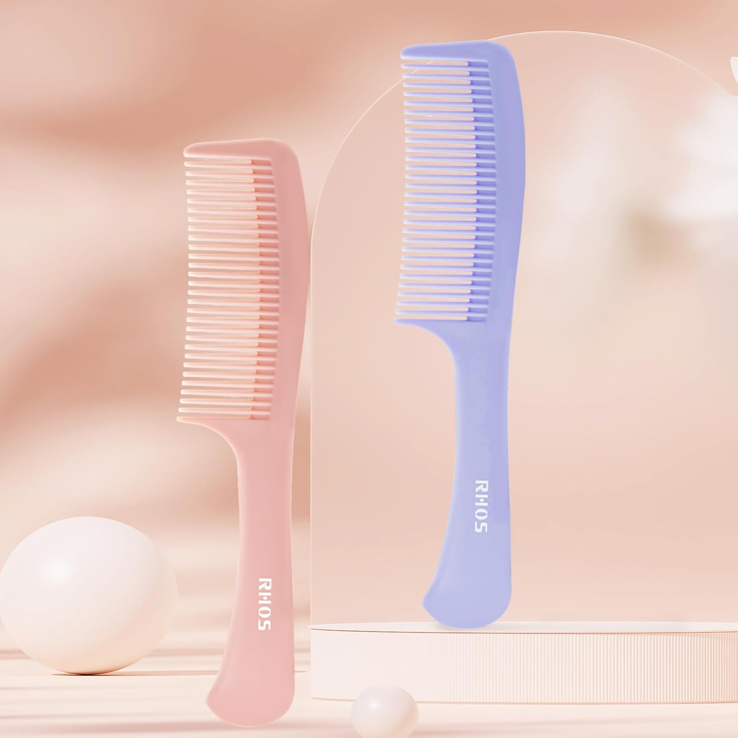 RHOS Peine desenredante para el cabello para mujer, juego de peine para cabello rizado, liso, corto y grueso, peine de dientes medianos para cabello