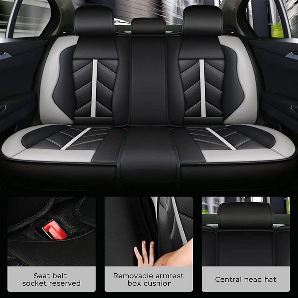 Fundas de asiento delantero y trasero para Mazda2 2011-2014 Funda de asiento de coche de lujo de piel sintética deportiva, transpirable, cómoda,