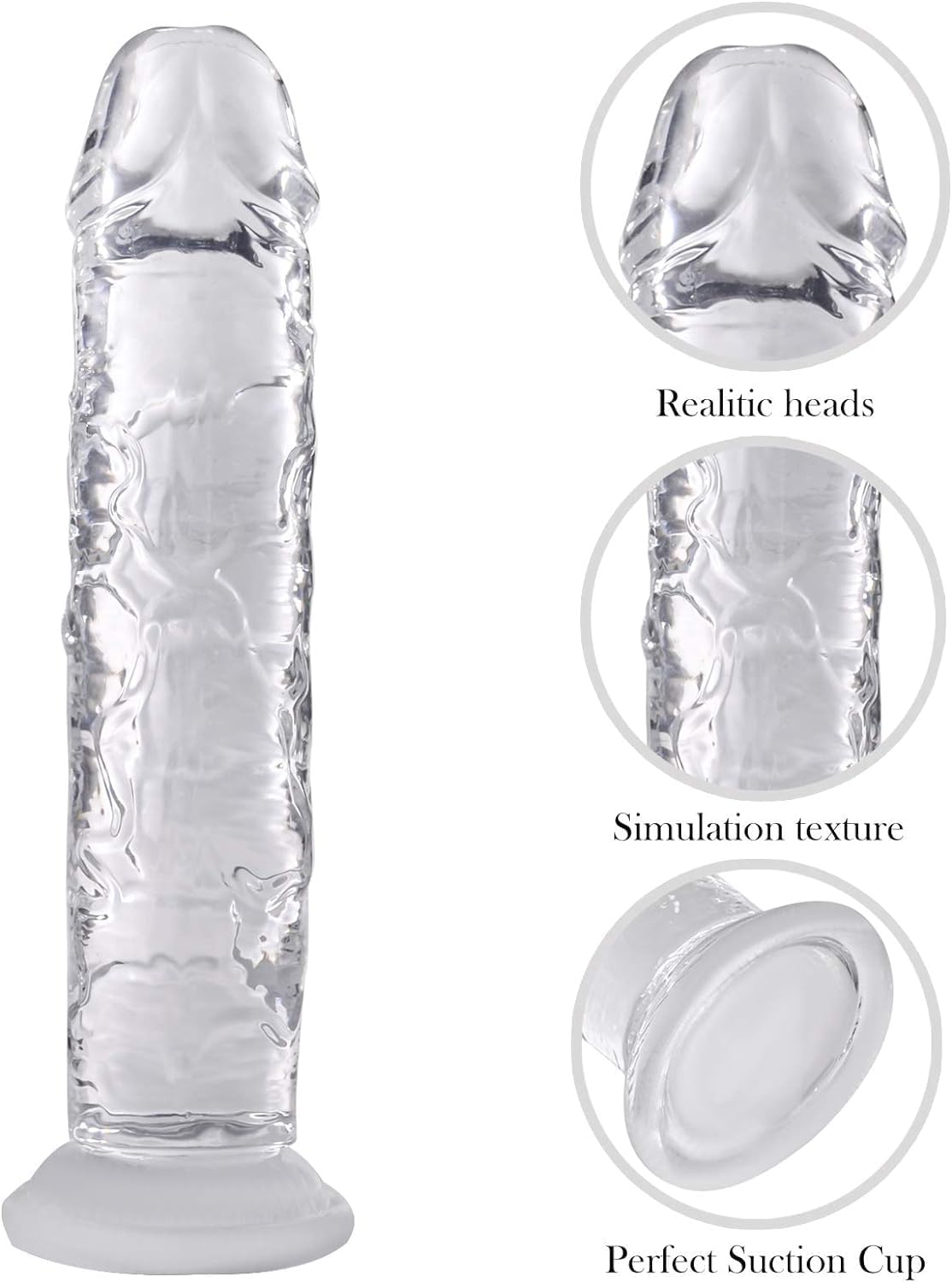 Consolador de silicona realista, material suave para la vagina del clítoris y la estimulación anal con fuerte ventosa para jugar con manos libres,