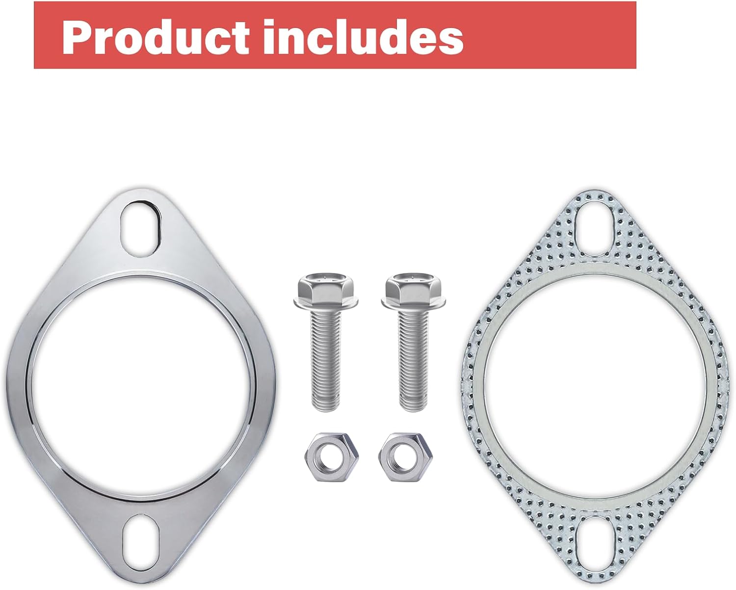 Kit de conexión de brida de escape de acero inoxidable, 2 pernos de 3.0 pulgadas de brida de escape y juego de juntas, accesorios para automóvil,