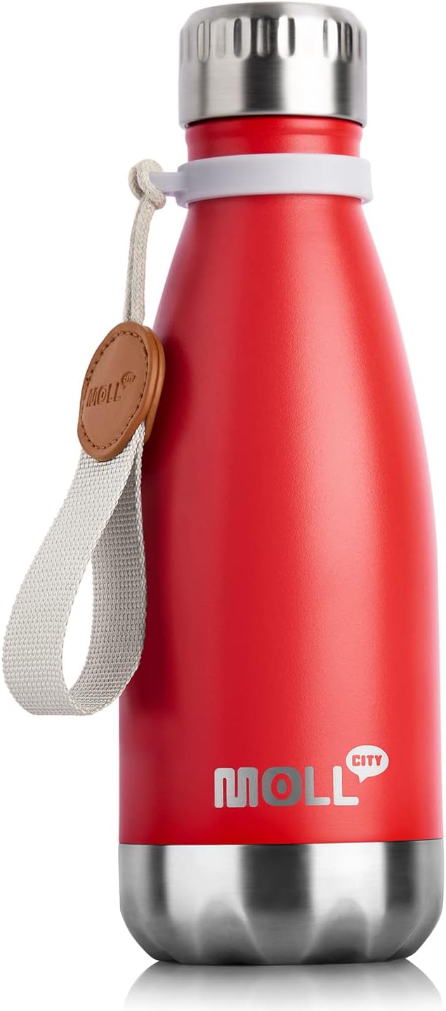 Botella de agua de acero inoxidable de doble pared aislada al vacío, botella de agua para la escuela, botella de agua pequeña para niñas, a prueba
