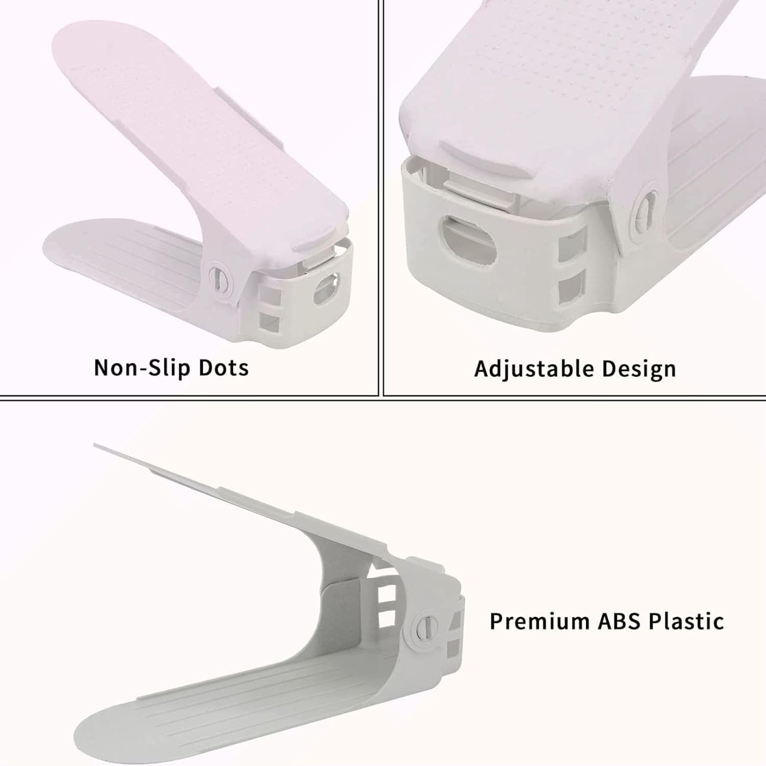 Organizador de ranuras para zapatos, apilador de zapatos ajustable, ahorrador de espacio, soporte para zapatos de doble plataforma para organización