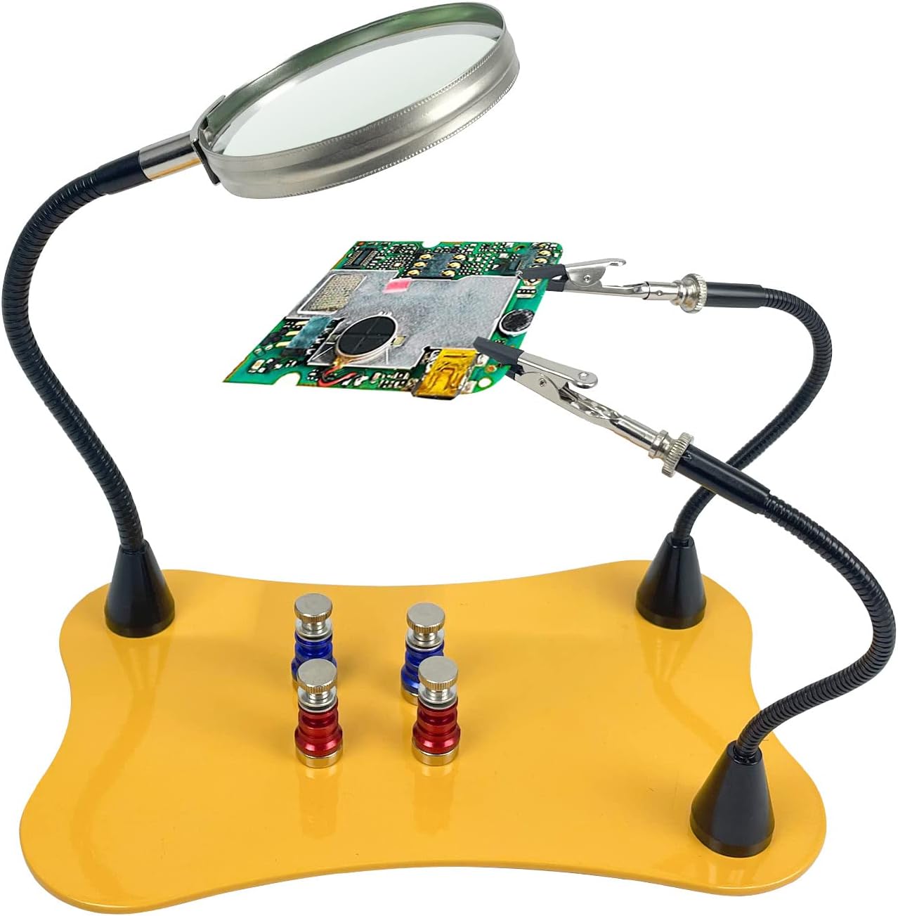 Sutekus Helping Hands for Soldering PCB – Soporte para placa de circuito con lupa de 2.5X para reparación electrónica, joyería, manualidades,