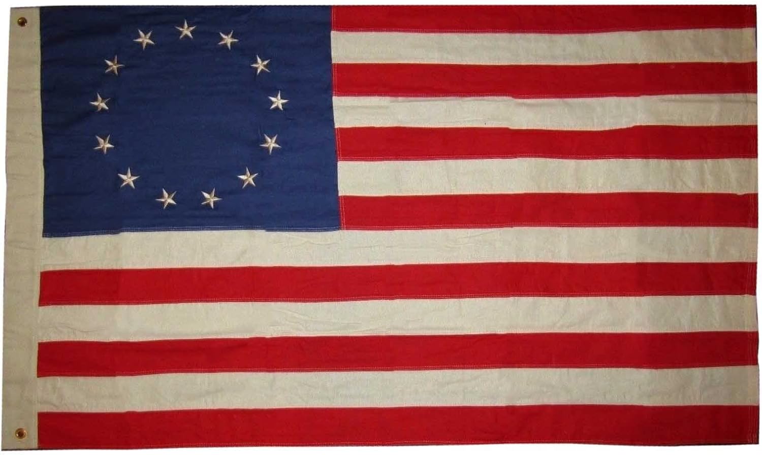 Bandera BETSY ROSS de alta calidad, bordado 13, algodón teñido de té, 3 x 5 pies