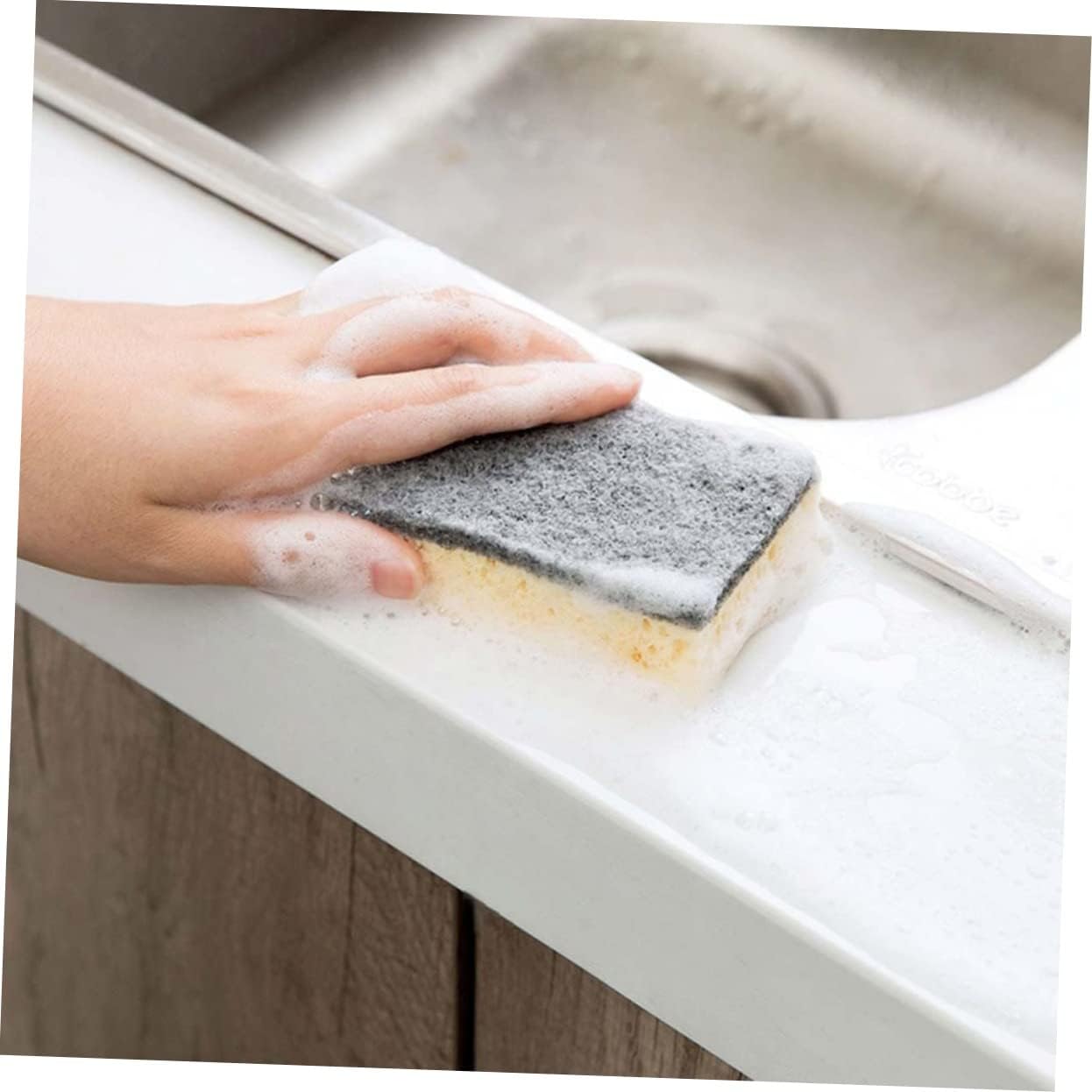 DOITOOL 8 esponjas a granel limpiador de platos Nubuck limpiador esponja de cocina esponja de limpieza de platos esponja de lavado de platos forma