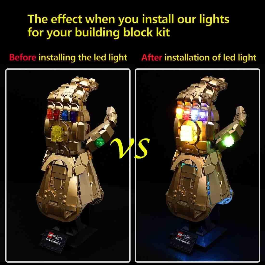 Kyglaring Kit de iluminación LED (sin modelo) diseñado para Lego Infinity Gauntlet 76191 Thanos Juego de construcción de modelo de guantelete de