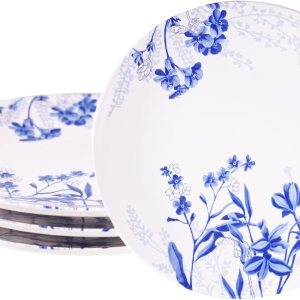 Sonemone Blue Flower – Platos llanos de cerámica de 11 pulgadas, juego de 4 platos grandes para cocina, cena, ensalada, microondas y lavavajillas, Sonemone Blue Flower – Platos llanos de cerámica de 11 pulgadas, juego de 4 platos grandes para cocina, cena, ensalada, microondas y lavavajillas,