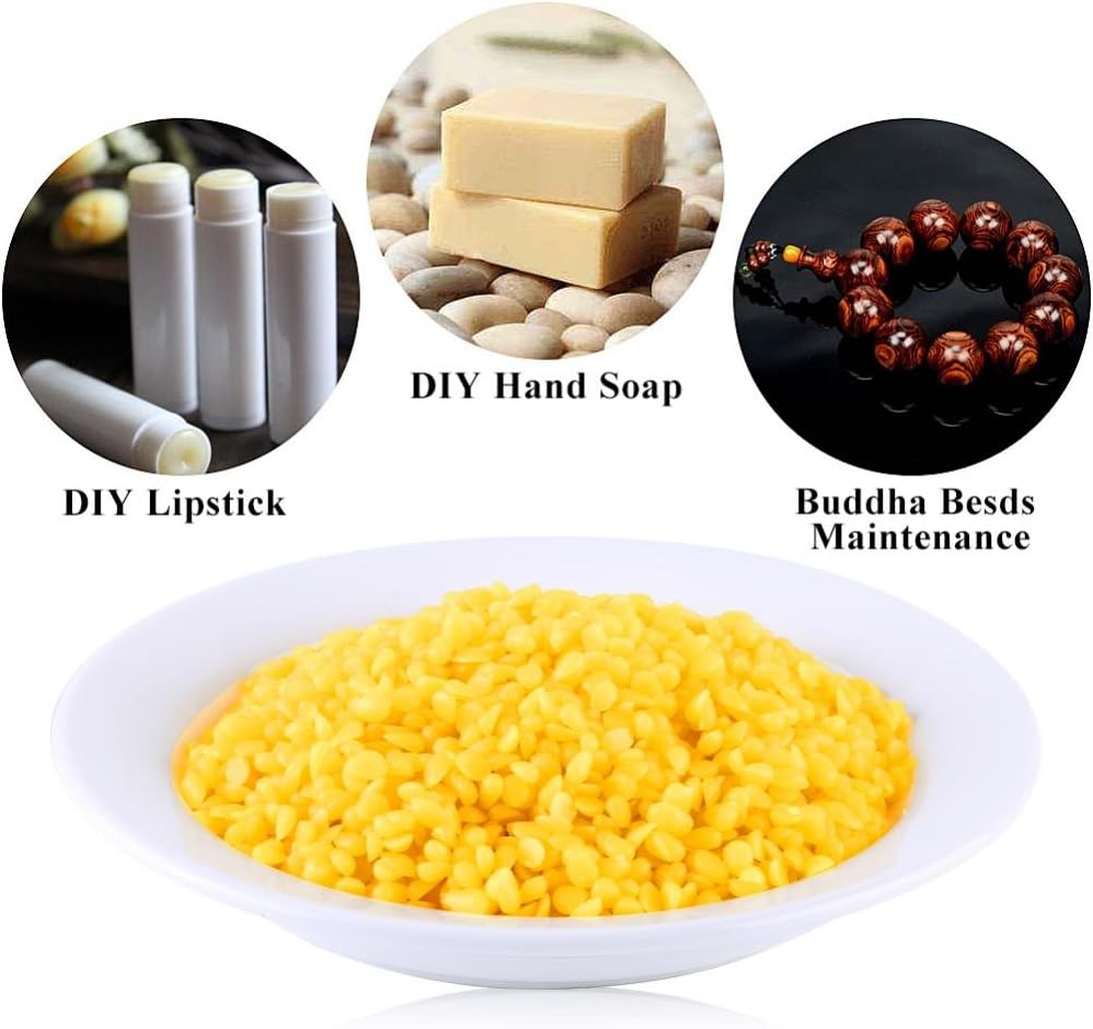 Cera de abejas, perlas de cera de abejas de 1.76 oz (50 g), color amarillo, calidad alimentaria, cera de abeja, materiales cosméticos para