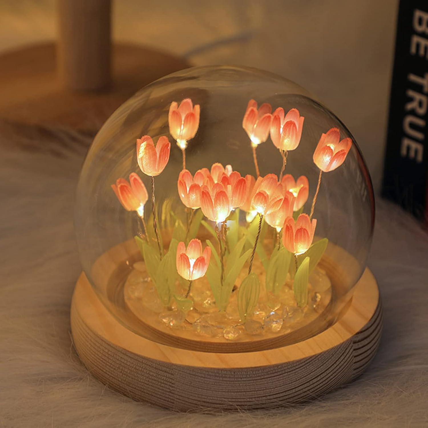 Luz nocturna de tulipanes de bricolaje, luz nocturna de flores de bricolaje, regalos hechos a mano, simulación de flores, lámpara de mesa para