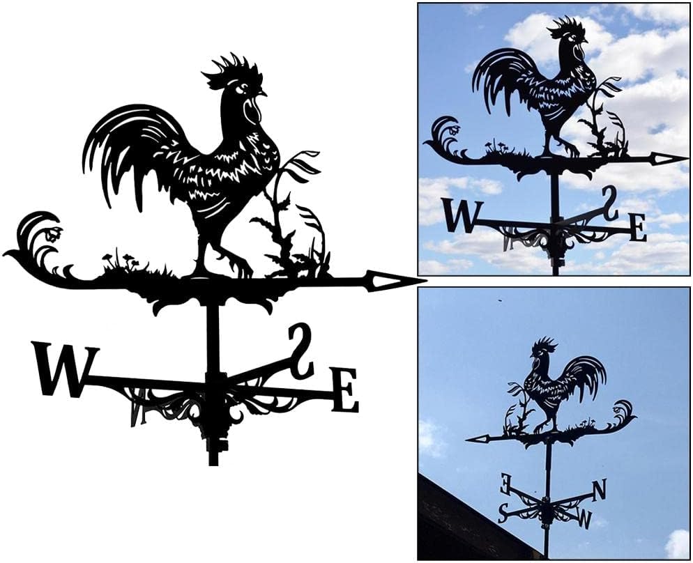 Vana de metal con forma de gallo para montaje en techo, paleta meteorológica al aire libre, para jardín, cobertizo, jardín, patio, decoración