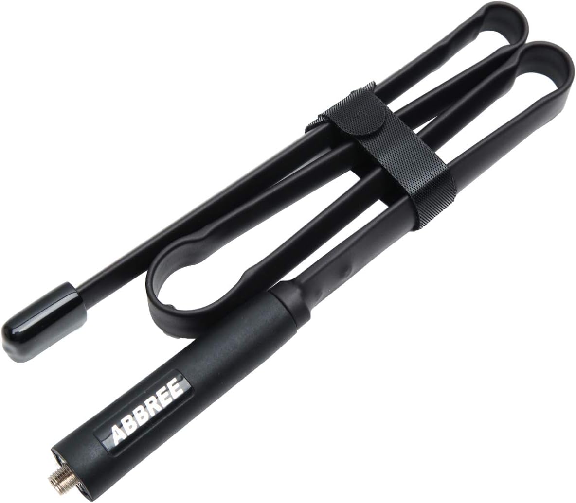 Abbree SMA – Antena de banda dual hembra VHFUHF 144430 MHz antena de látigo suave de alta ganancia para radio bidireccional Baofeng UV-5R UV-82.
