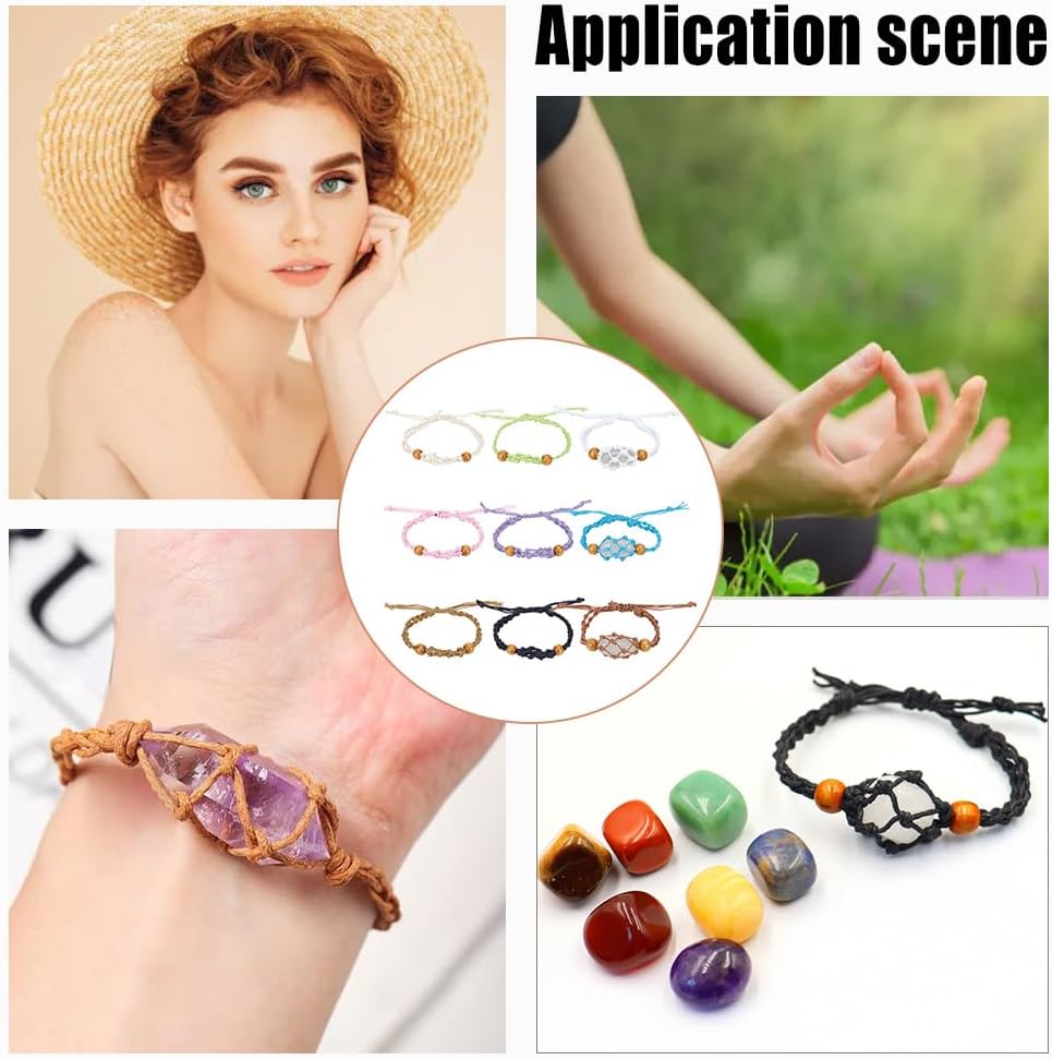 arricraft Soporte de pulsera de cristal vacío de 9 colores, soporte de repuesto ajustable para jaula de piedra, colgantes de cristal, pulseras