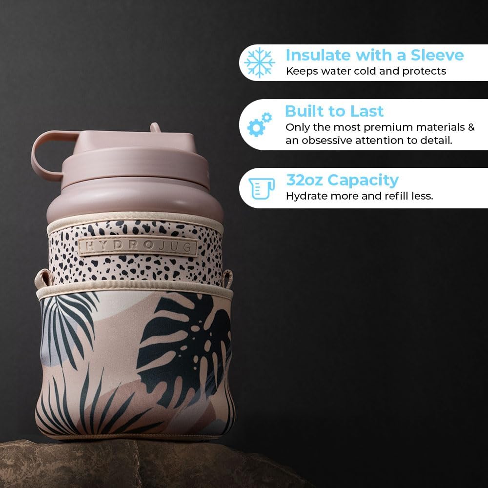 HydroJug Botella de agua de 32 onzas  Jarra recargable reutilizable con asa de transporte  Garantía a prueba de fugas  Ideal para hidratación sobre